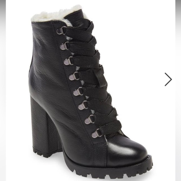 Zhara Lace-up Boot In Black with fur - Picture 2 of 2